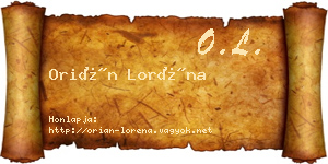 Orián Loréna névjegykártya